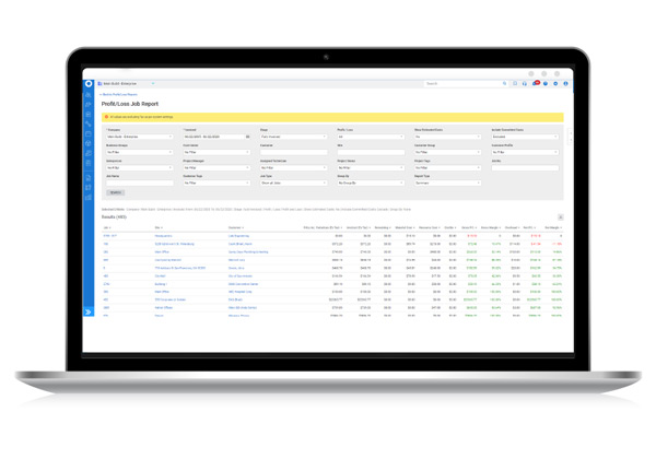 A screenshot of the profitability report in Simpro on a laptop.