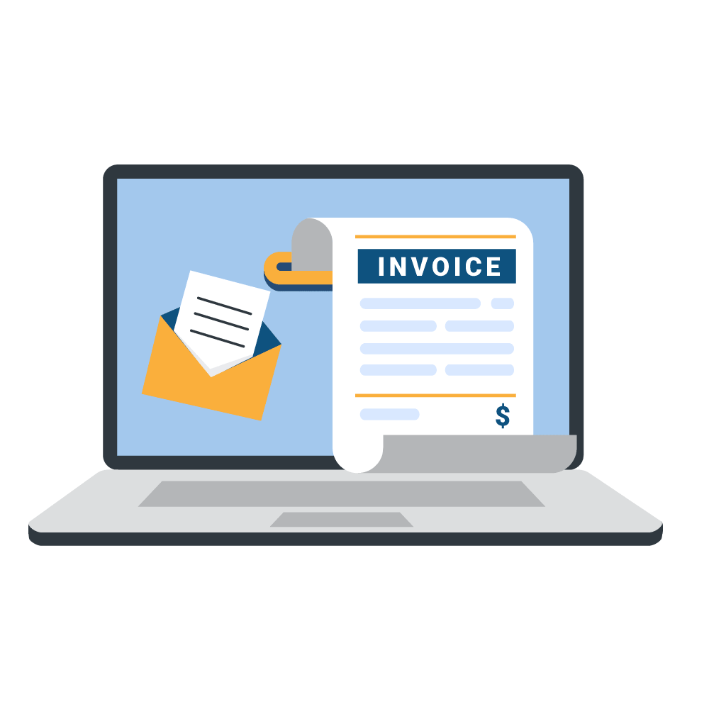 Laptop showing invoicing software