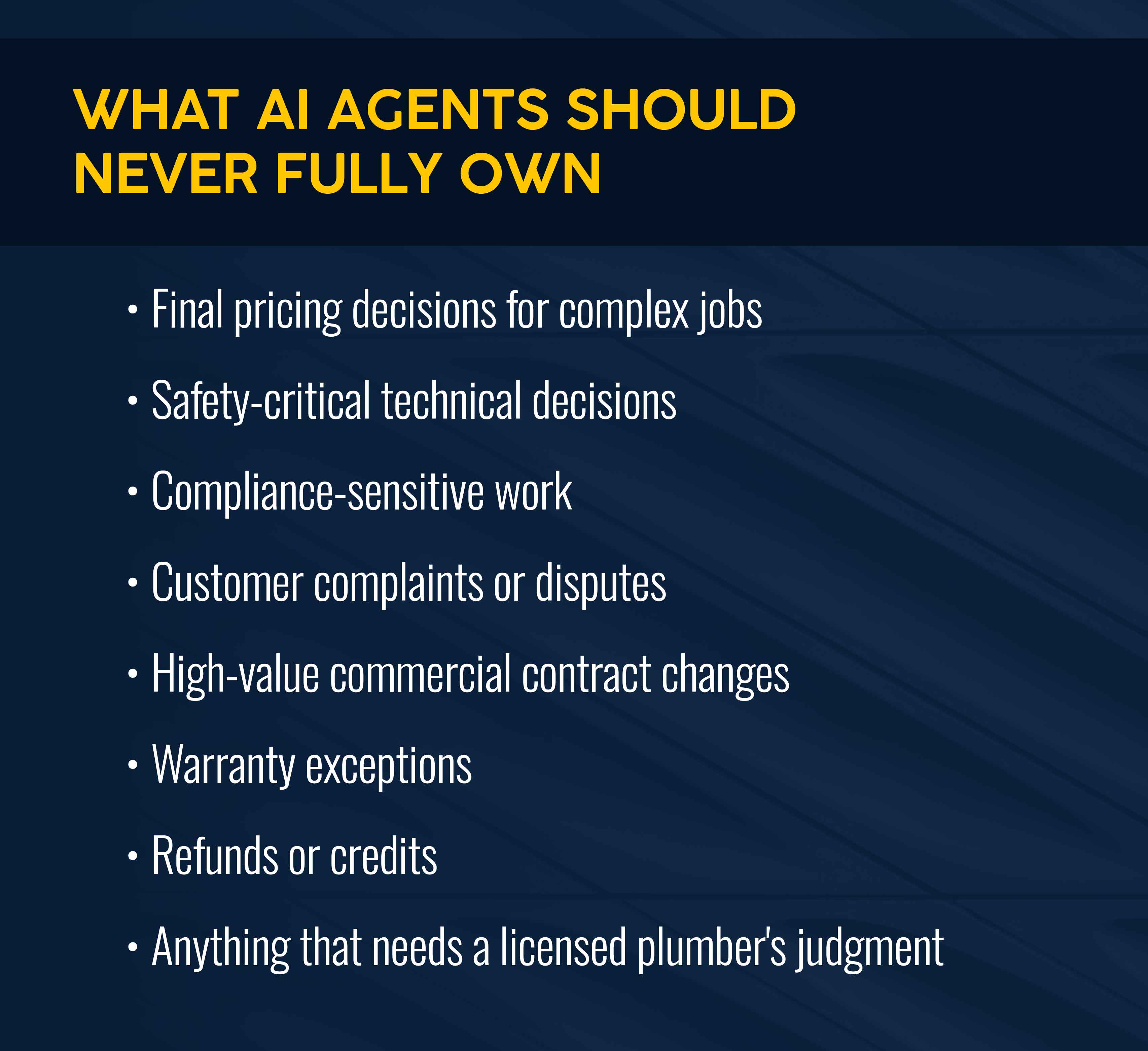 What AI agents should never fully own in a plumbing business