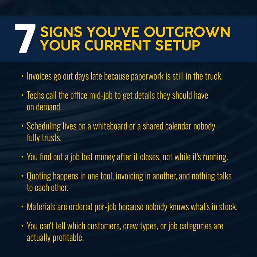 Signs an electrical contractor has outgrown electrical job management software