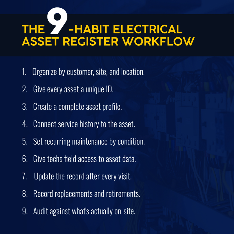 The 9-Habit Electrical Asset Register Workflow