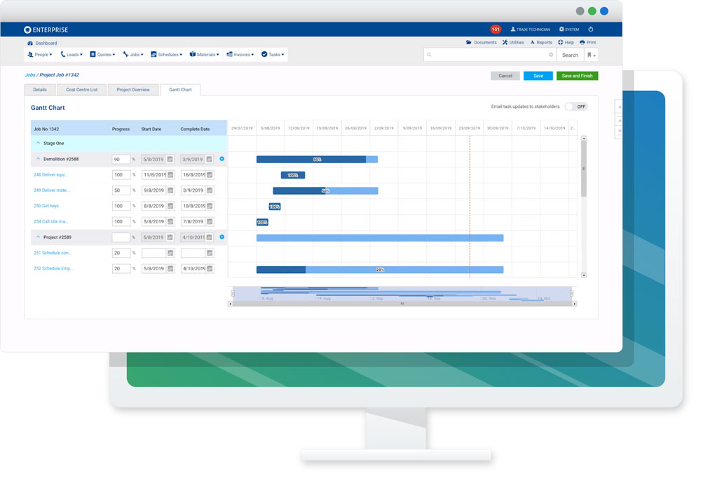 Simpro Gantt Chart screenshot