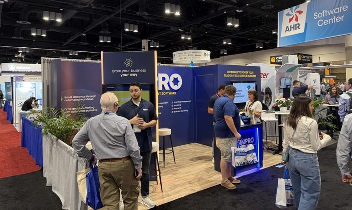 Simpro booth at a trade show