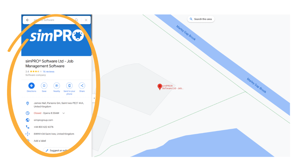 Google maps Simpro Screenshot