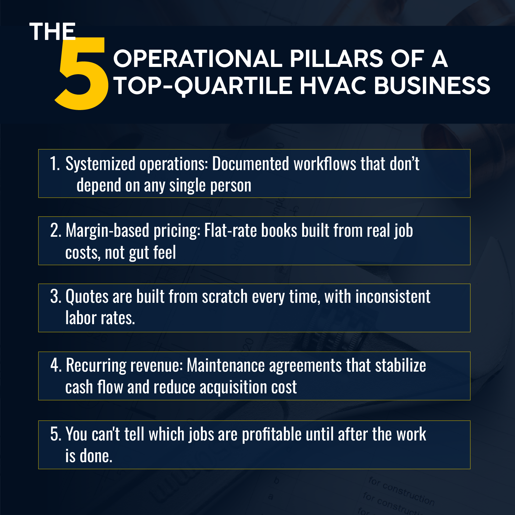 Top 5 Operational pillars of a top quartile HVAC business