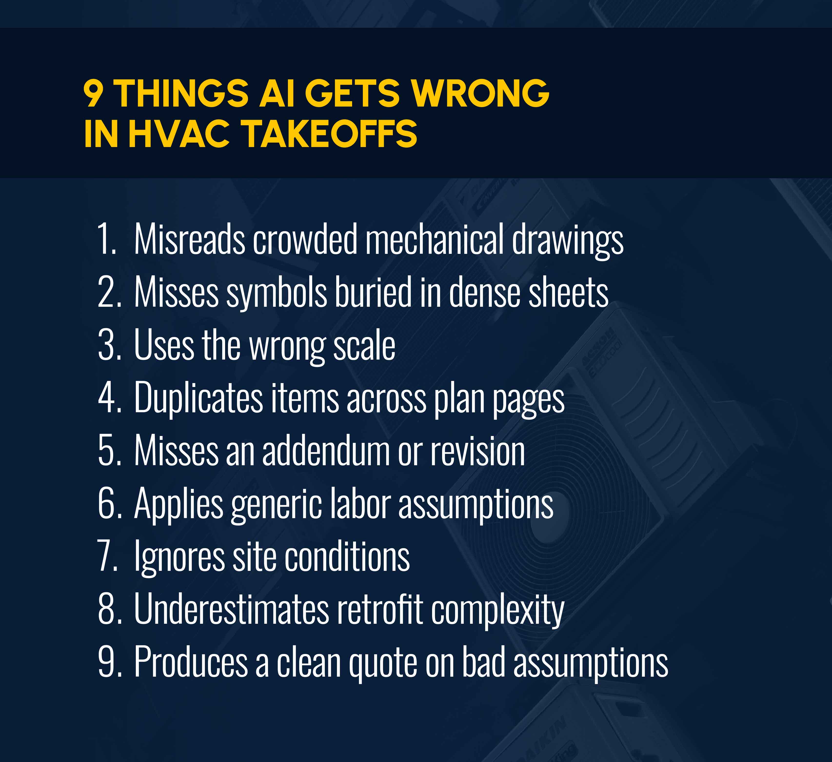9 Things AI Can Get Wrong in HVAC Takeoffs