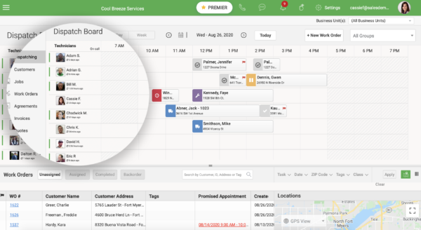FieldEdge dispatch board