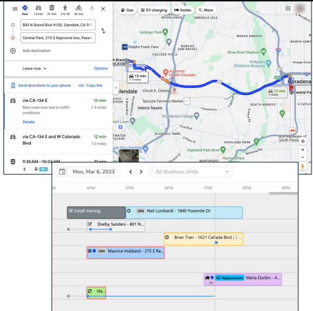 ServiceTitan dispatch board