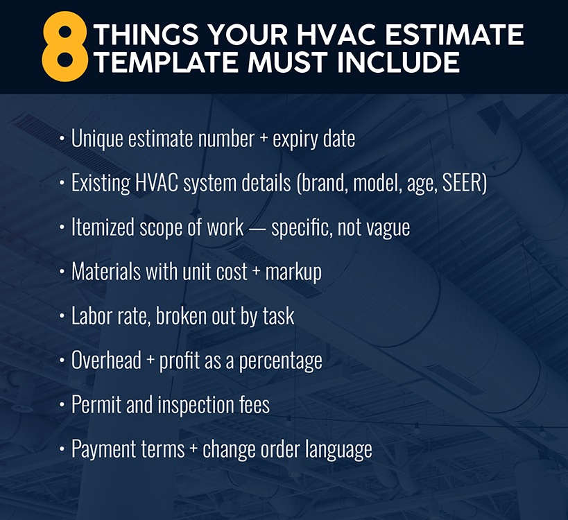 8 things your HVAC estimate template must include