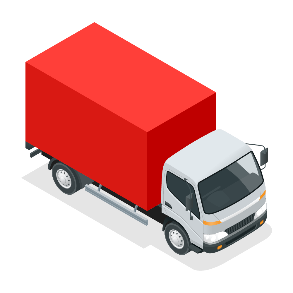 An illustration showing a large truck with a red body