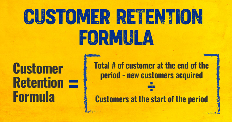 A graphic showing the equation for calculating customer retention