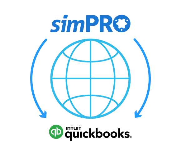 Simpro and QuickBooks connected online over the globe
