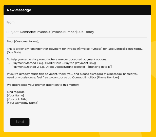 Example email template to remind invoice due today