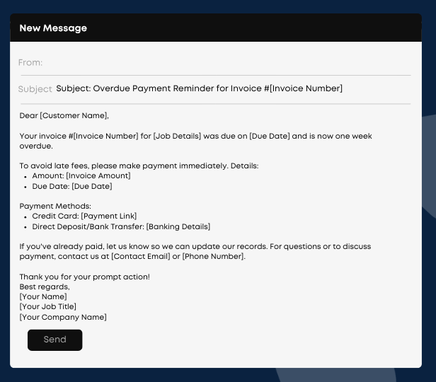 Example email template to remind invoice is one week overdue
