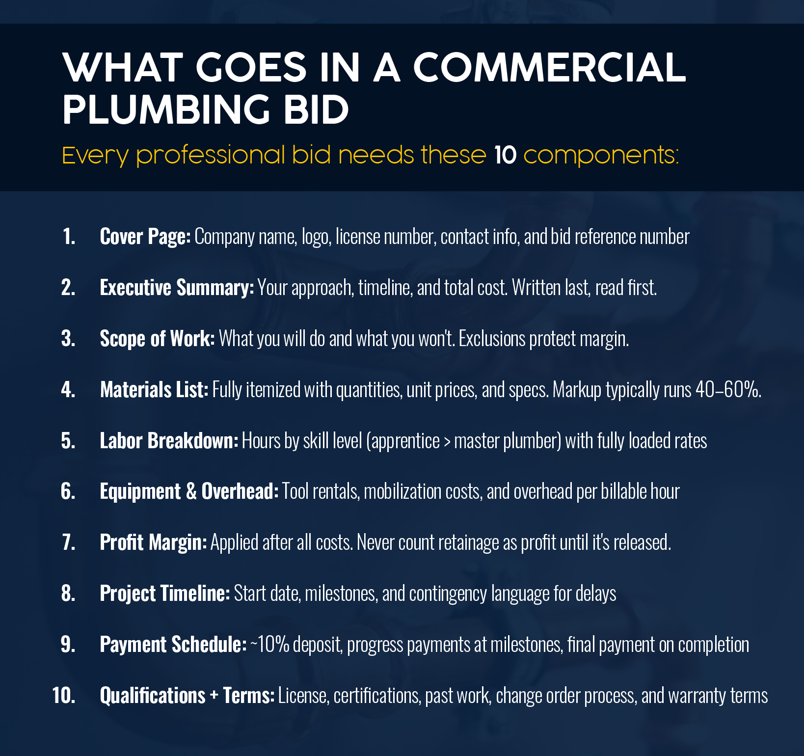 What Goes in a Commercial Plumbing Bid