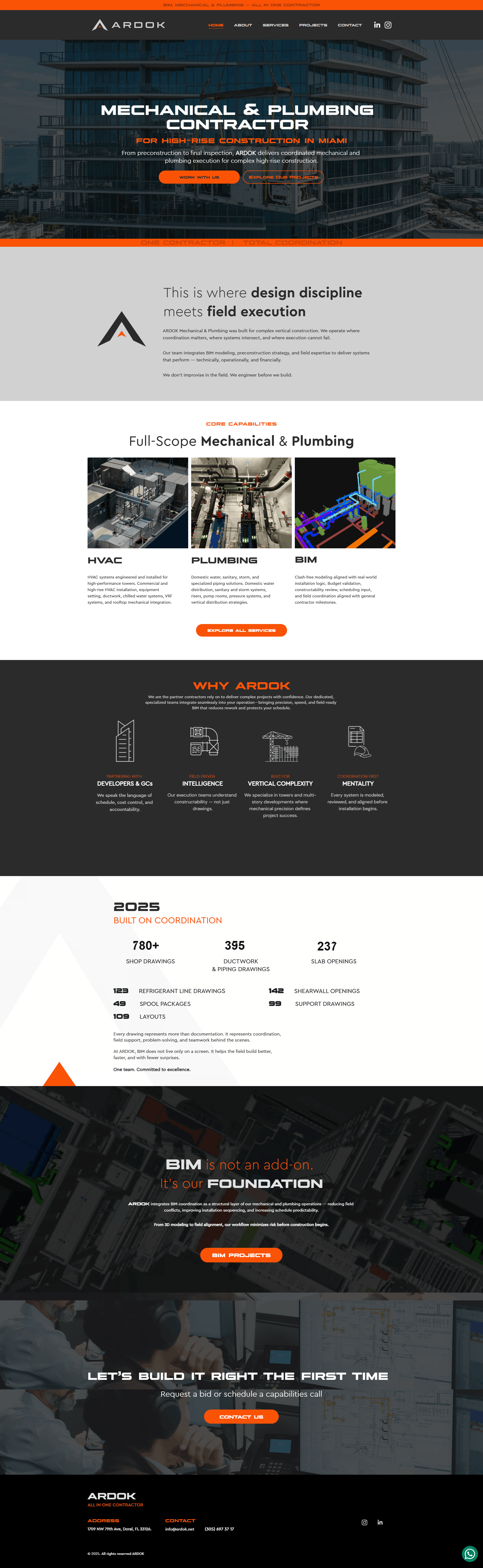ARDOK homepage screenshot - BIM, preconstruction, and field execution
