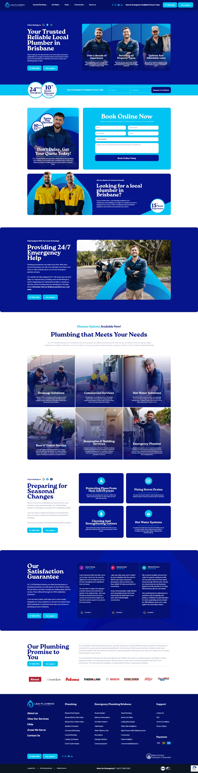 L&W Plumbing Solutions website homepage