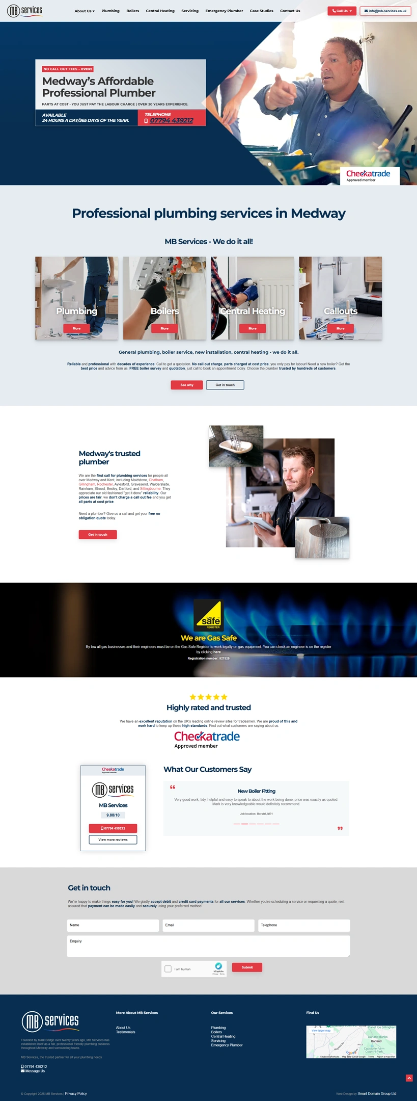 MB Plumbing website homepage