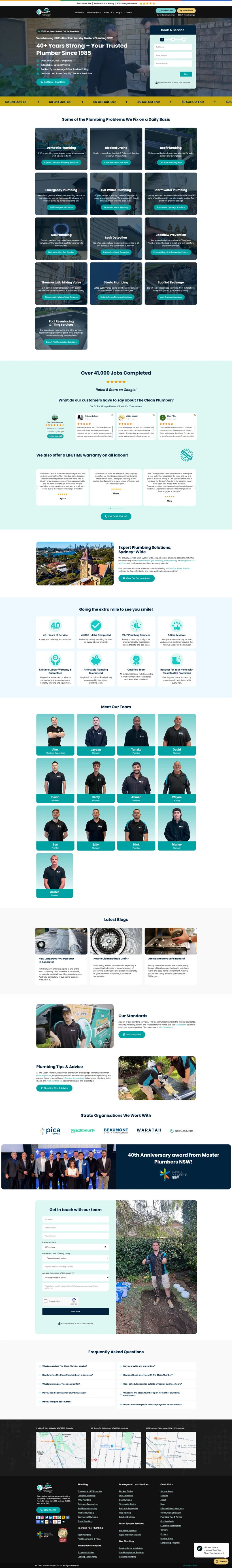 The Clean Plumber website homepage