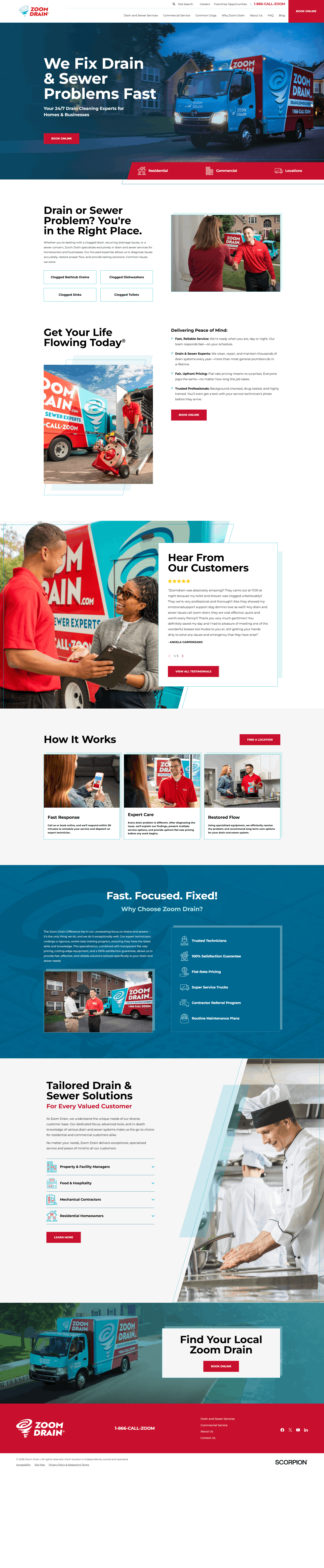 Zoom Drain homepage screenshot - specialist drain and sewer positioning