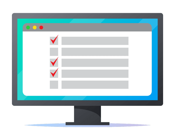 illustration of computer screen displaying checklist