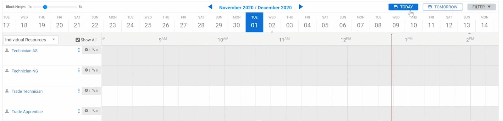 simPRO scheduling scroll feature animation