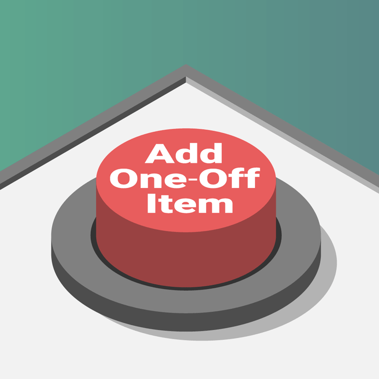 Red button with Add One-Off Item written on it