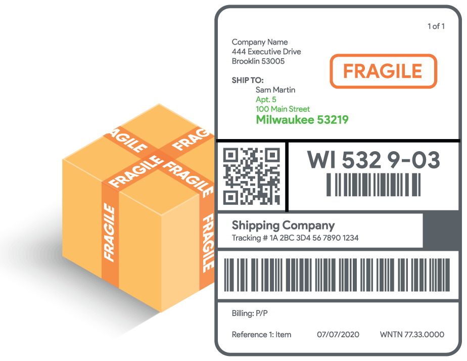 Fragile box with magnified label form