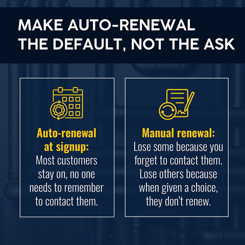 Make Auto-Renewal the Default When Selling Plumbing Maintenance Agreements