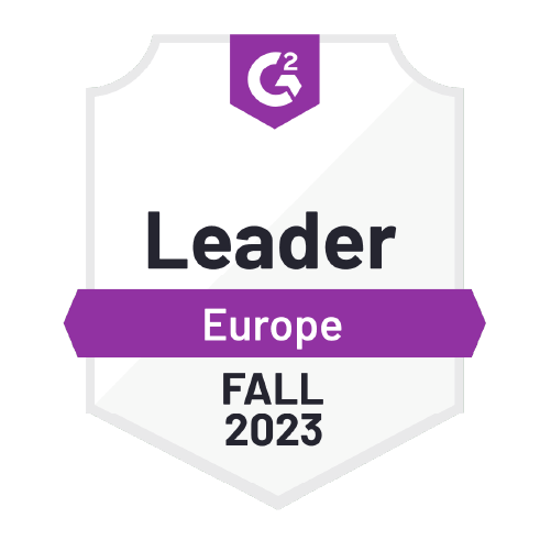 A badge depicting an award for being a leader within Europe for Fall 2023