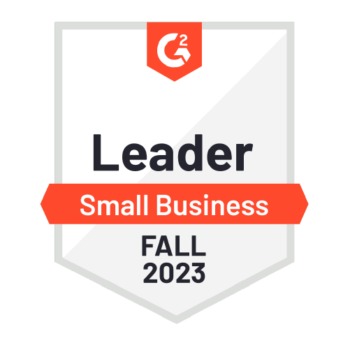 A badge depicting an award for being a leader within small business for Fall 2023