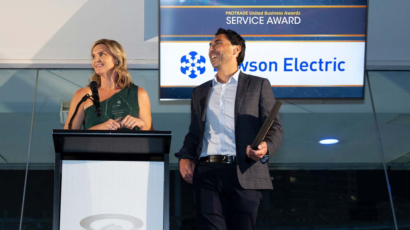 Dawson Electric being presented with the Service Award 