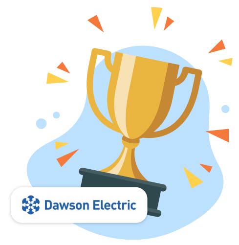 Trophy with Dawson Electric logo.