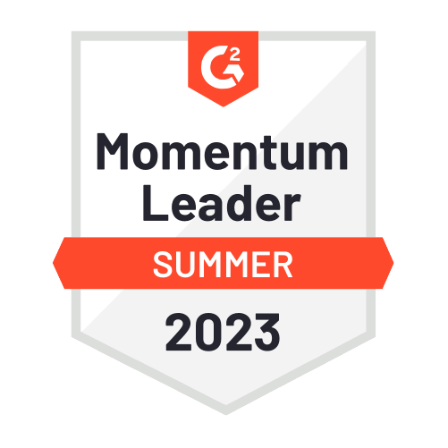 A badge depicting an award for being a momentum leader in Summer 2023