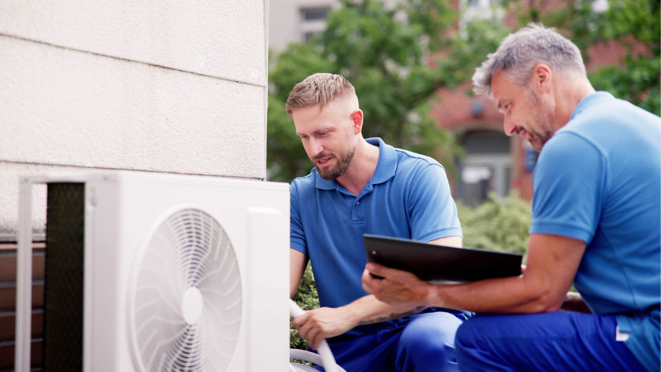 Worker fixing HVAC