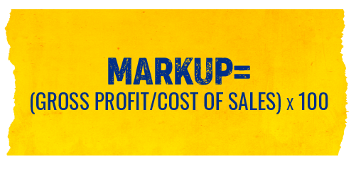 Equation Markup = (Gross Profit/Sales)x 100