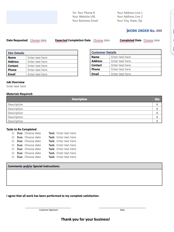 bonus-work-order-template bonus-work-order-template