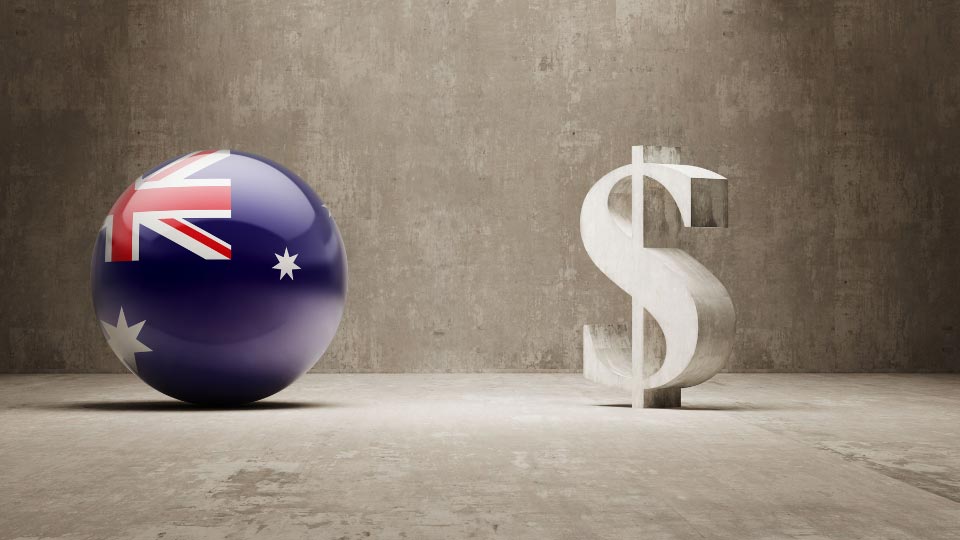 Australian flag superimposed over accounting data