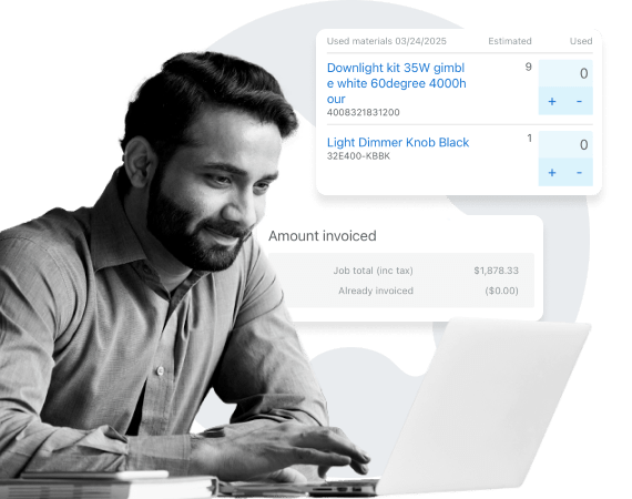 generic Get the upper hand by understanding job costs image in Simpro brand colours