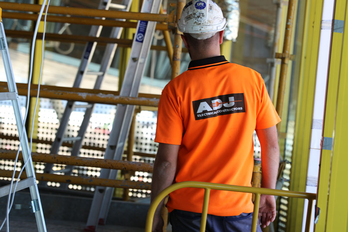 ADJ Electrical worker in a construction zone