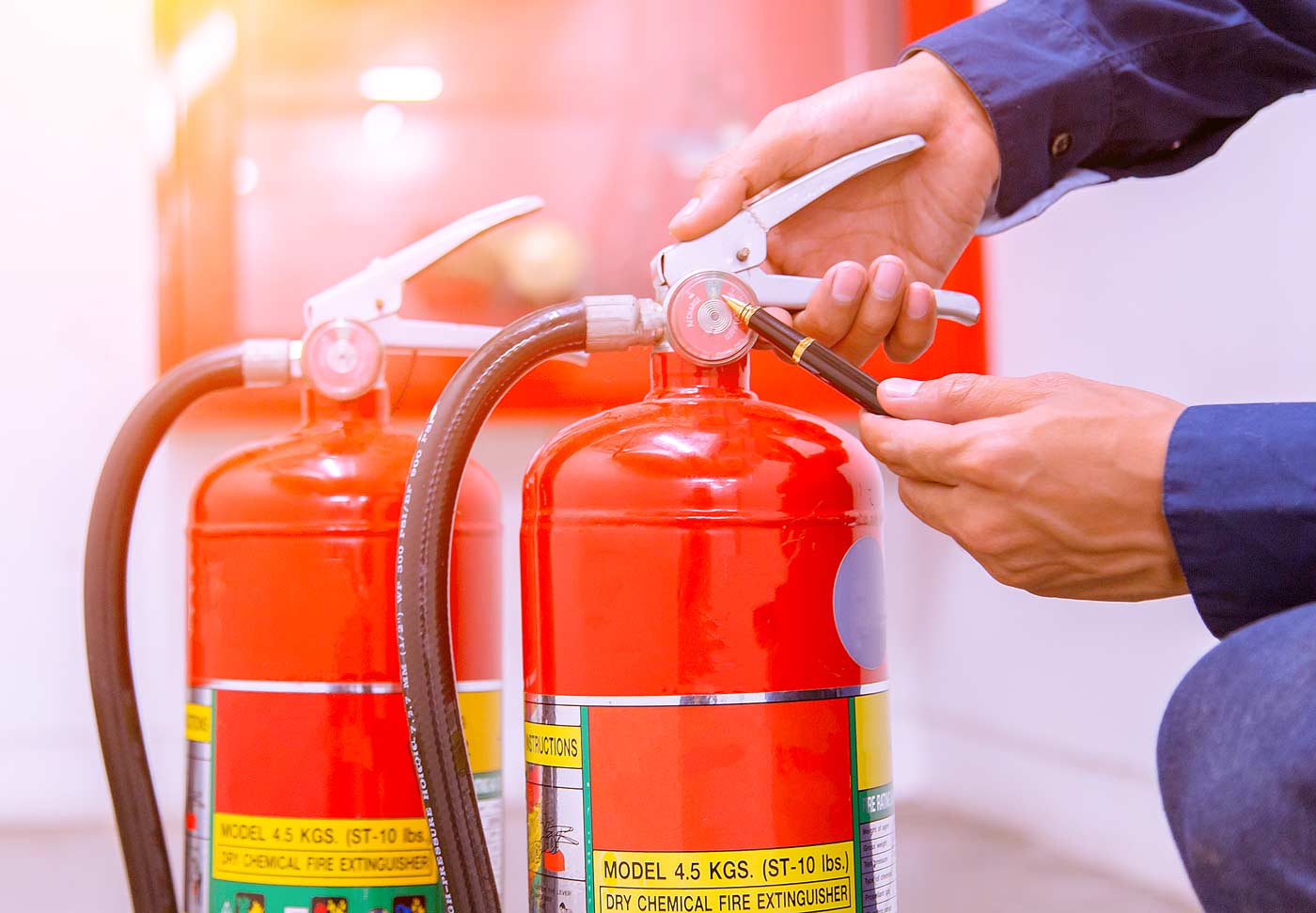 Fire hydrants and a fire installation technician