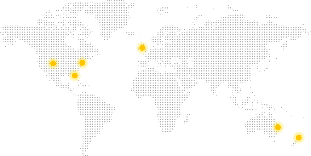 stylized world map showing Simpro office locations in USA, UK, Australia and New Zealand