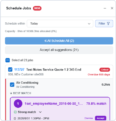 Scheduling in Simpro with AI Scheduler