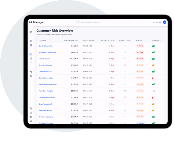 Simpro screenshot - Customer Risk Scoring