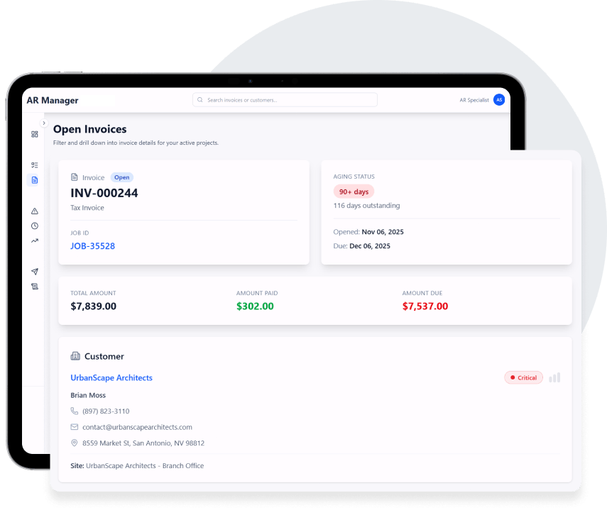 Simpro screenshot - Real-time Invoice Sync