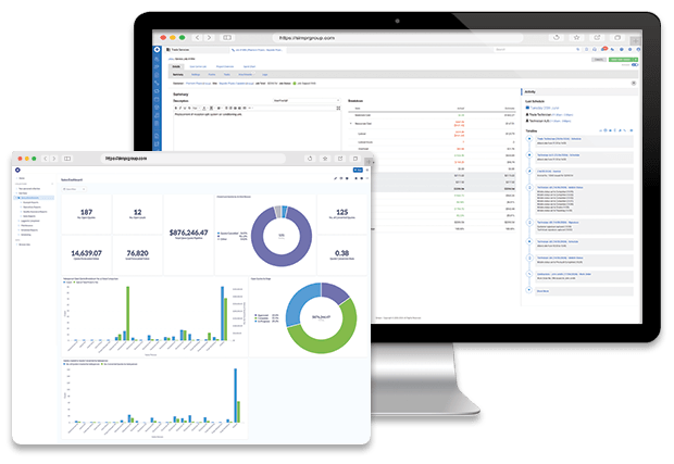 Simpro reporting screenshots composition