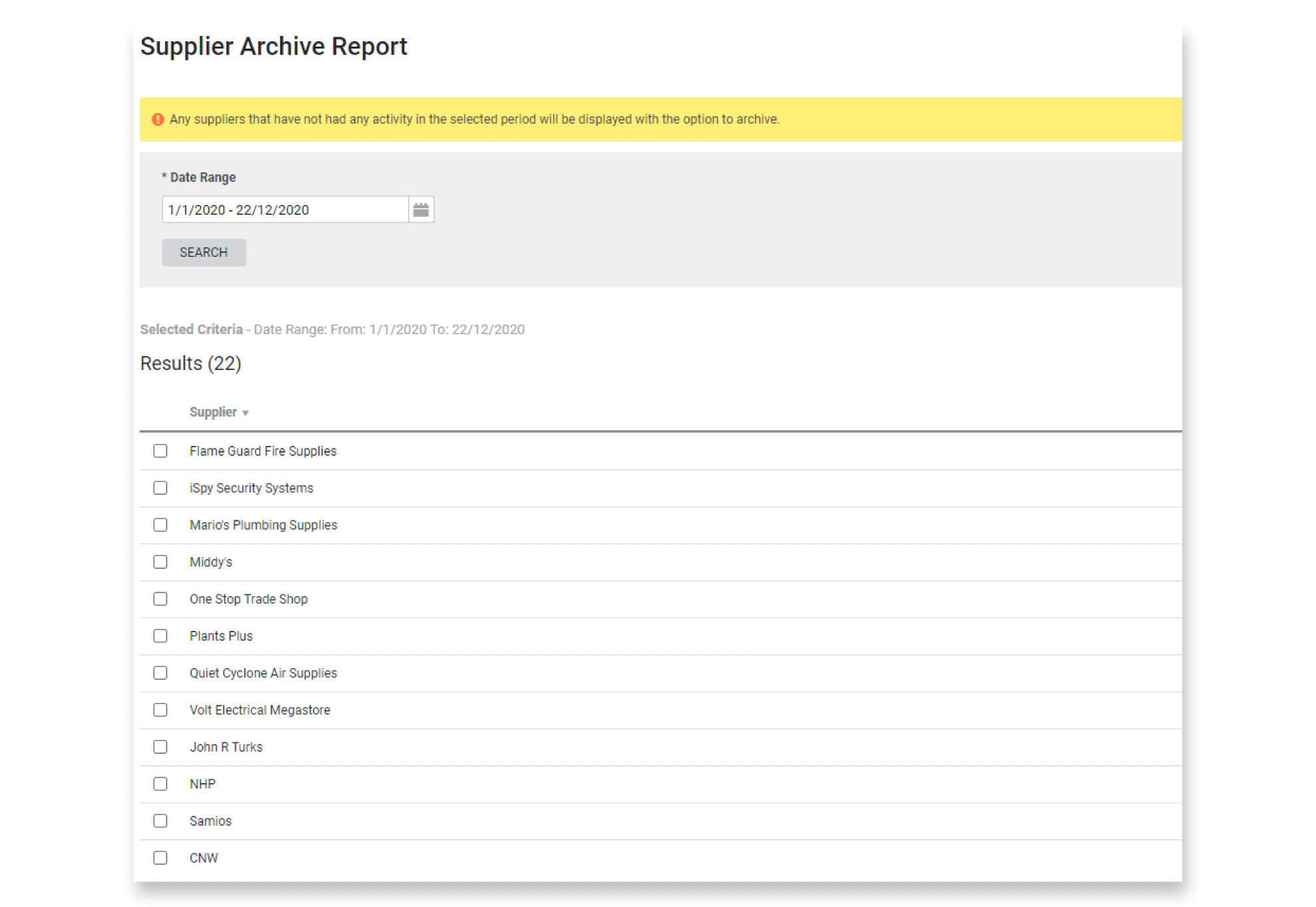 Supplier Back Orders Report composition