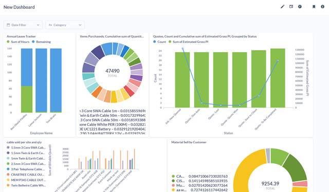 Screenshot of Simpro BI Reporting